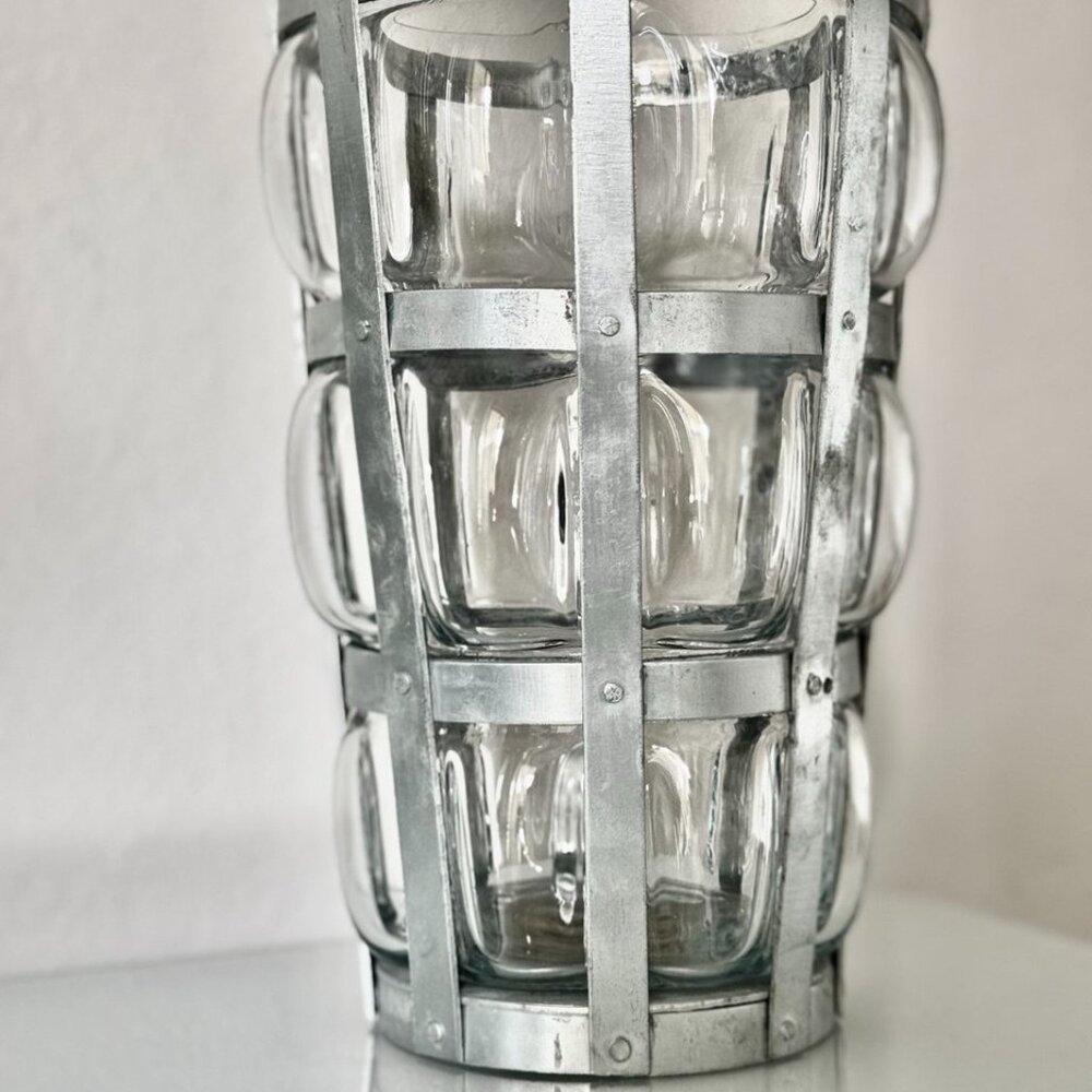 Pier 1 Hand-Blown Glass Vase in Metal Cage – Handmade Vase Vintage Unique